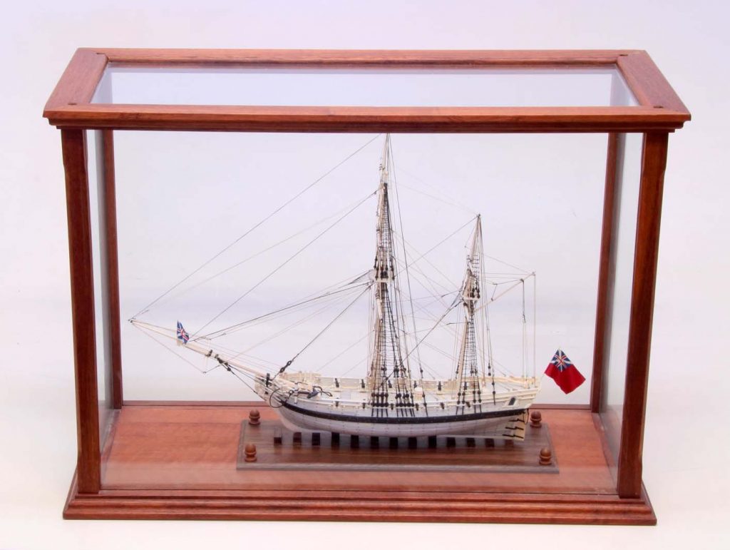 Nautical Model Sailing Ship Model Wood Diorama Glass Case